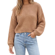 Coastal Canvas Women’s Waffle Knit Sweater, Camel