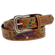 Nocona Mens Floral Tooled Western Leather Belt