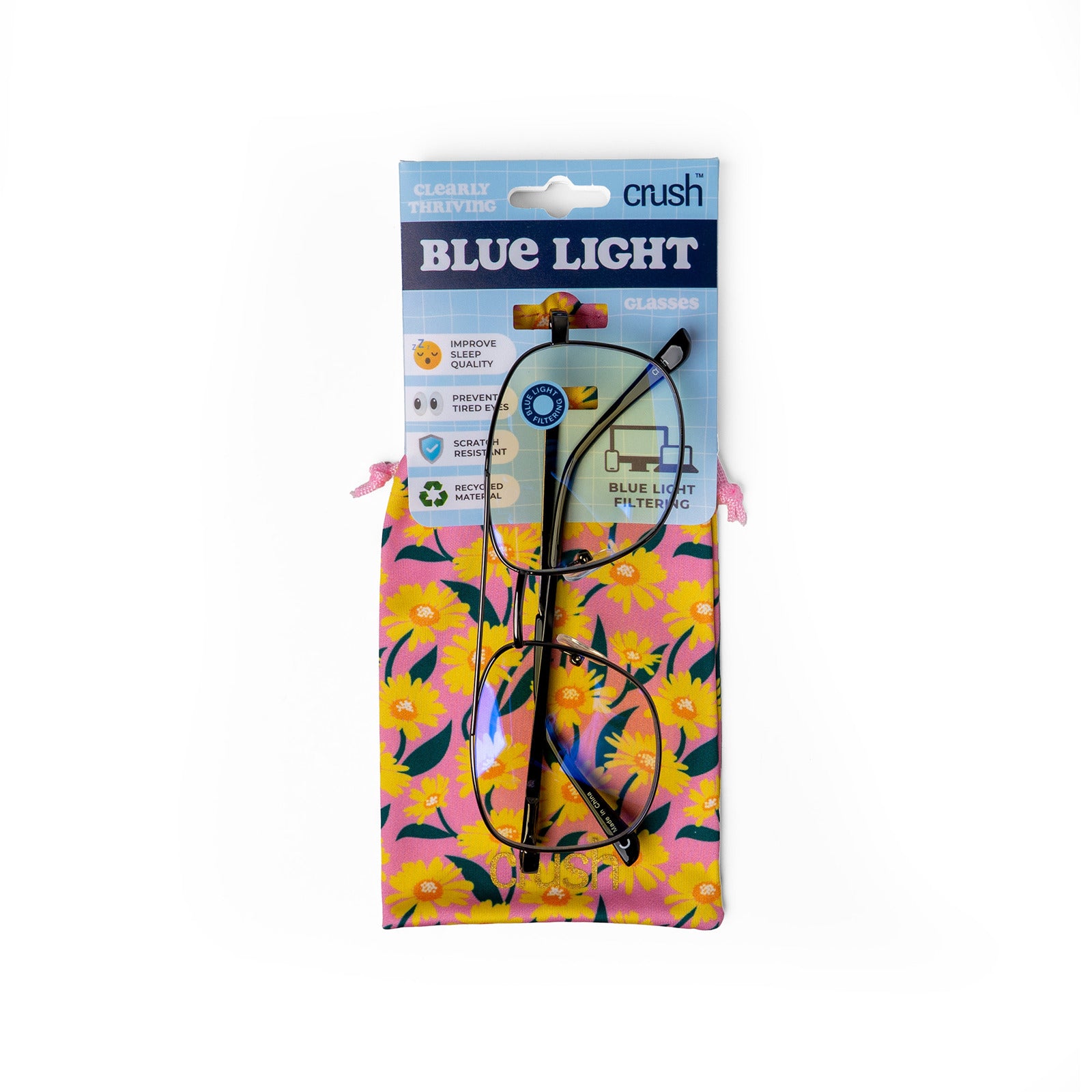 Crush Clearly Thriving Scratch Resistant Trendy Frame Blue Light Glasses