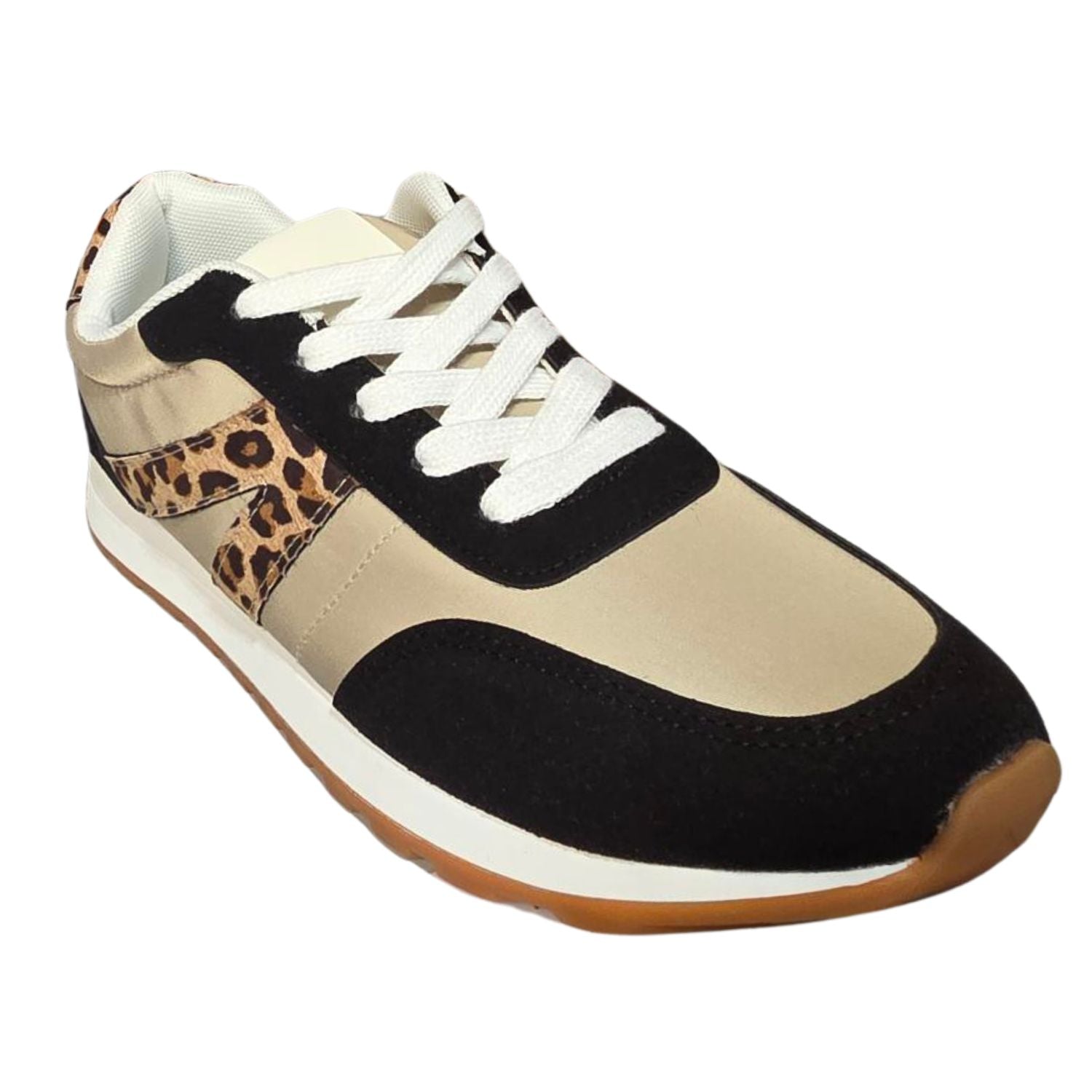 Very G Womens Joel Lace Up Platform Slip On Fashion Sneaker, Black Leopard