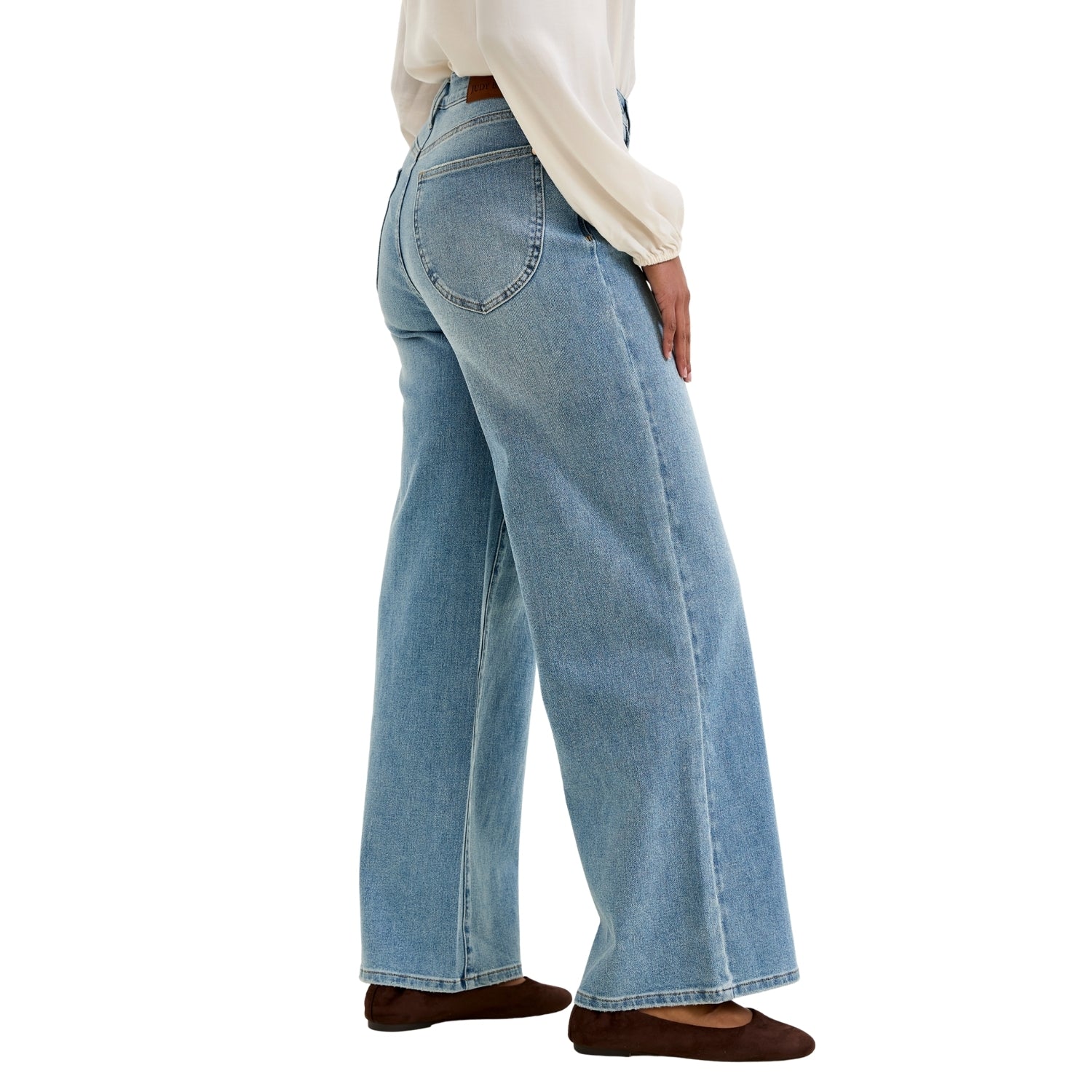 Judy Blue Angelina Women's High Rise Jeans with Harness Trim, Crisp Blue
