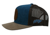 Hooey Mens "Spur" Hybrid Flat or curved Bill, Blue & Brown Hat Cap