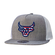 Lost Calf Mens Americalf Grey Flat Bill Adjustable Snapback Cap Hat