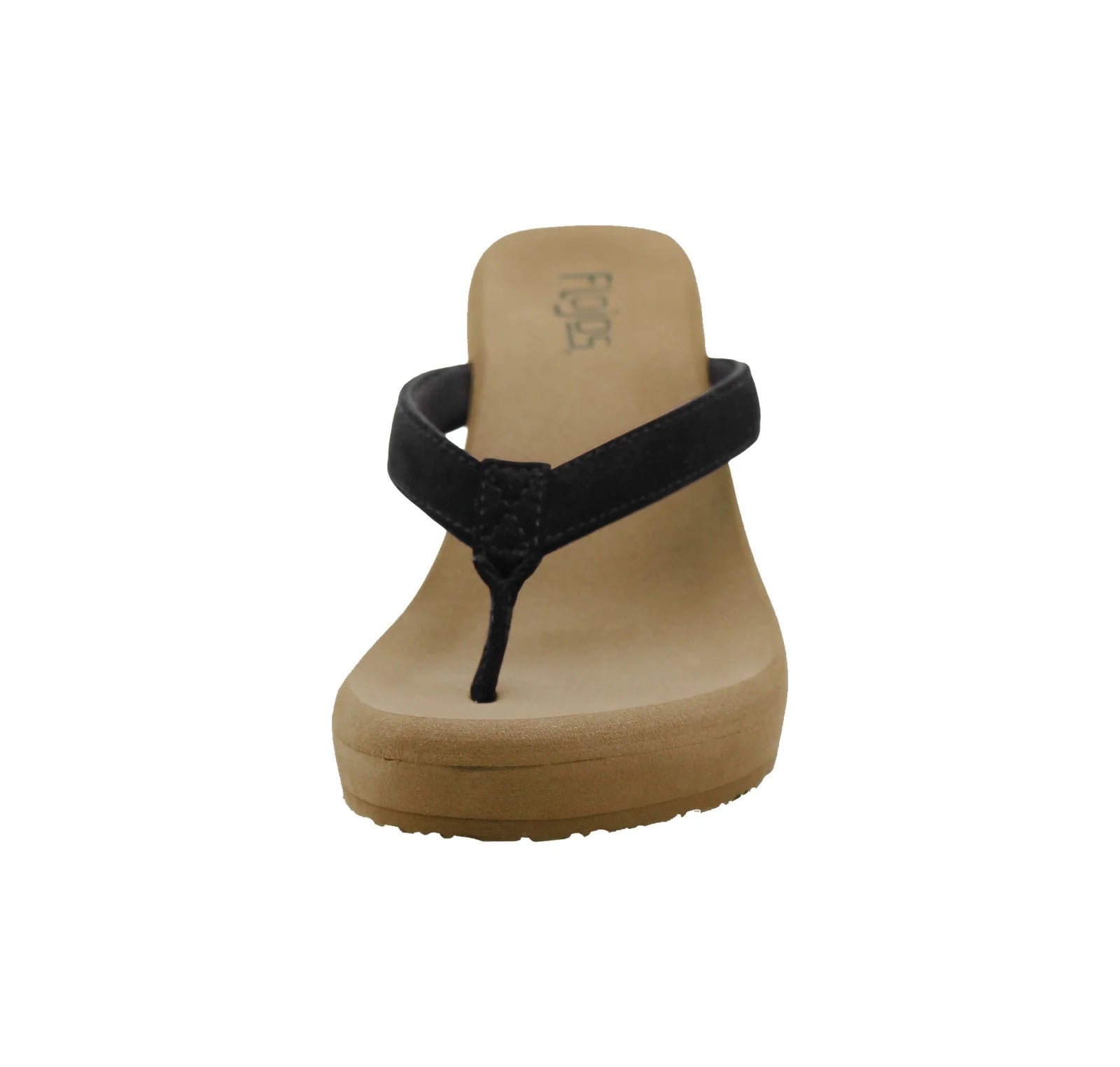 Flojos Womens Olivia Vintage Wedge Heel Thong Sandal, Black/Brown