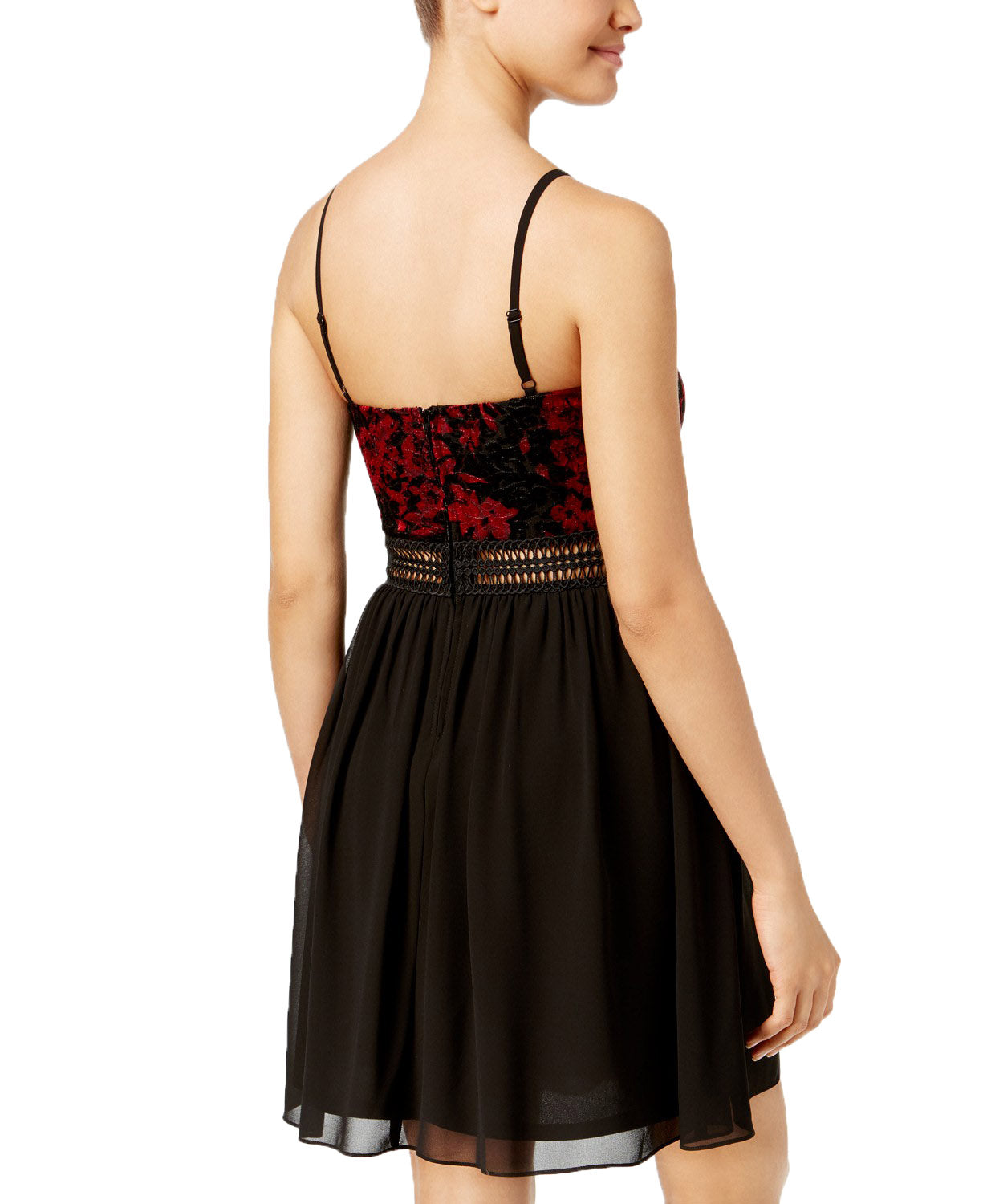 BCX Juniors' Velvet Chiffon Sweetheart Dress