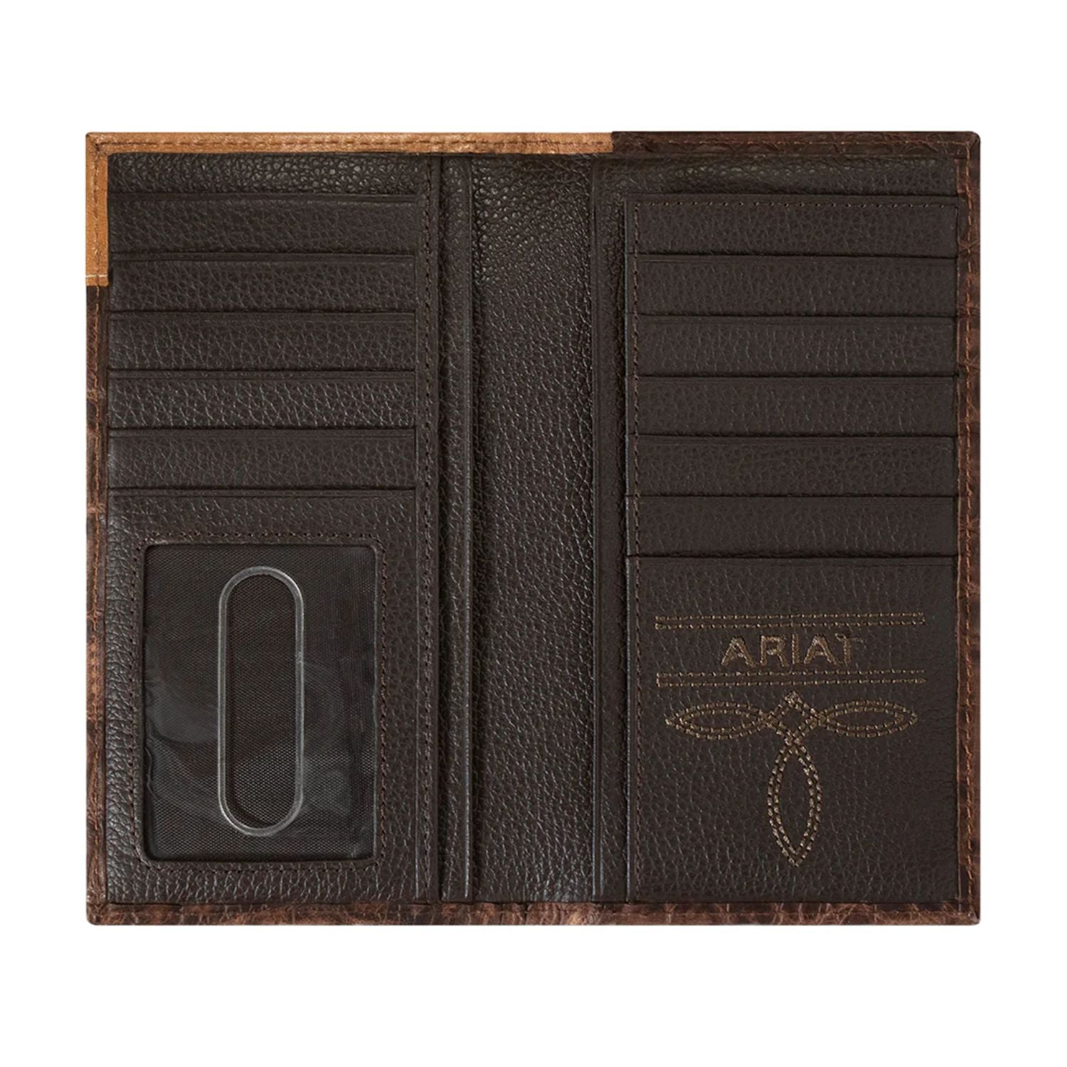 Ariat Mens Croco Texture Floral Embossed Leather Rodeo Checkbook Wallet