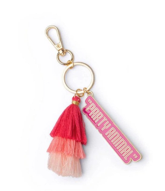 Olivia Moss Brightside Keychain, Playful Phrase and Colorful Tiered Tassel Charm