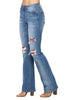 Judy Blue Womens Mid Rise Plaid Patch Bootcut Jeans