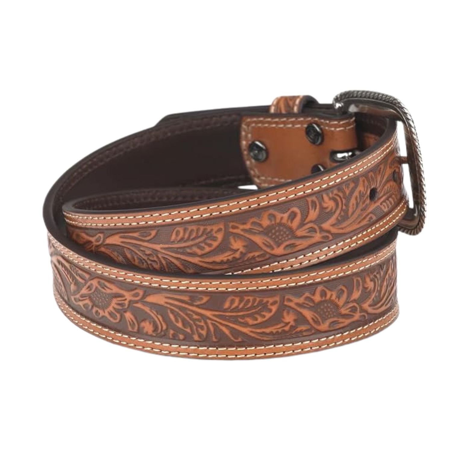 Ariat Men's Floral Tooled Double Stitch 1 1/2' Belt