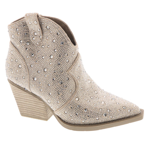 Very G Womens Austin Rhinestone Ankle Western Booties