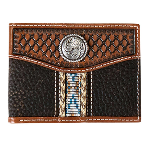 Ariat Mens Southwest Woven Bifold Removable Passcase Wallet