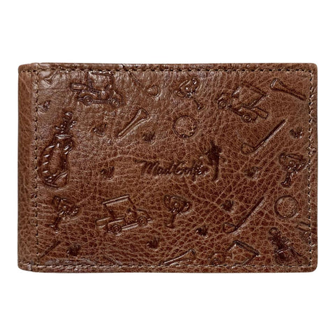 Mad Golfer Embossed Logo Leather Money Clip Bifold Wallet