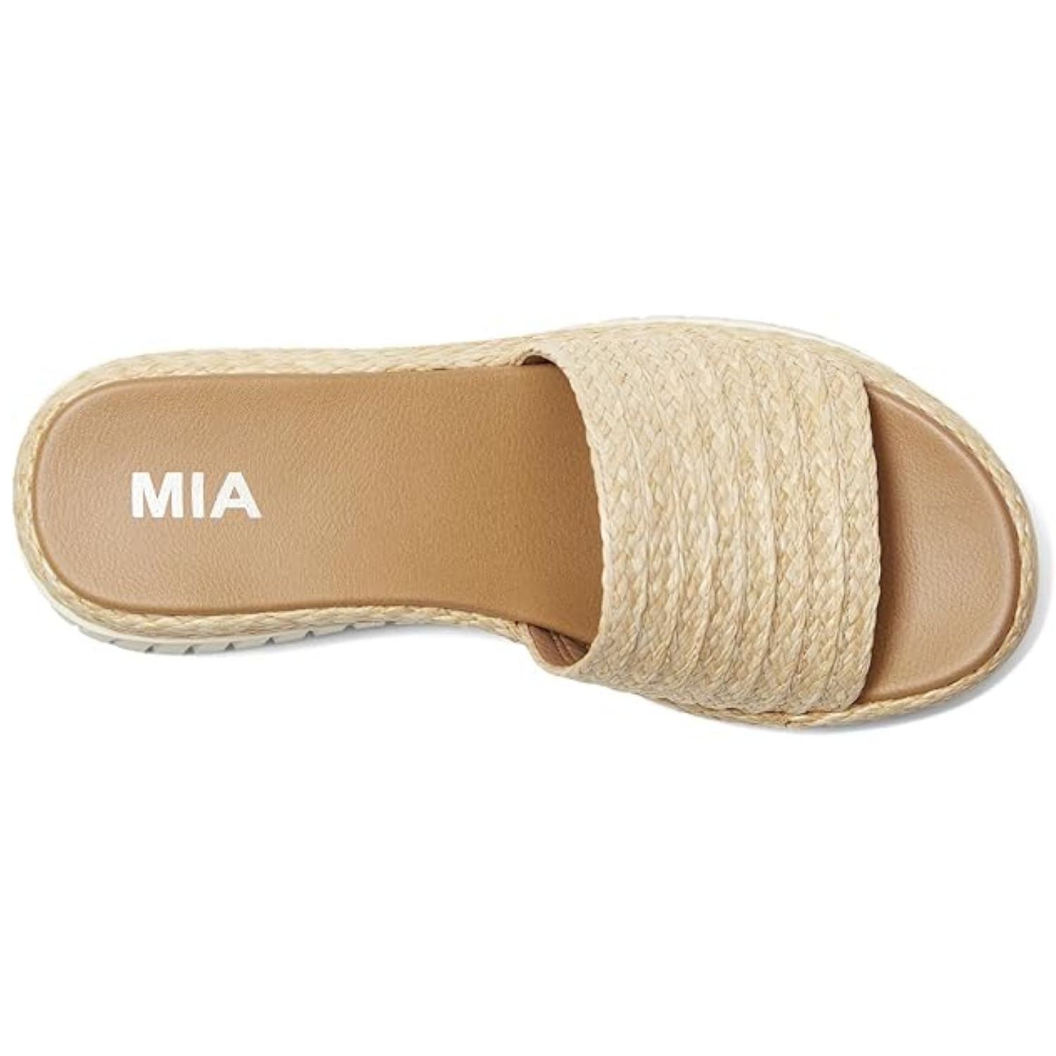 Mia Womens Yuki Slip On Platform Wedge Sandal, Natural Raffia