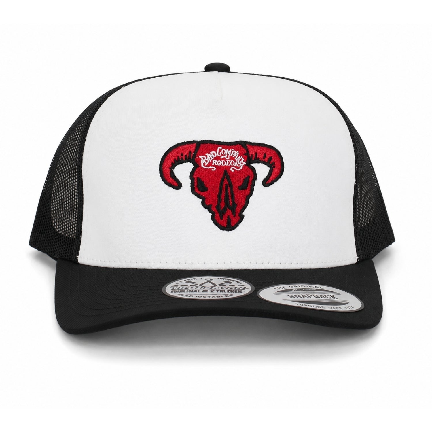 Hooey Bad Company Rodeo 5-Panel High Profile Snapback Hat, White/Black