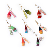 Olivia Moss Brightside Keychain, Playful Phrase and Colorful Tiered Tassel Charm