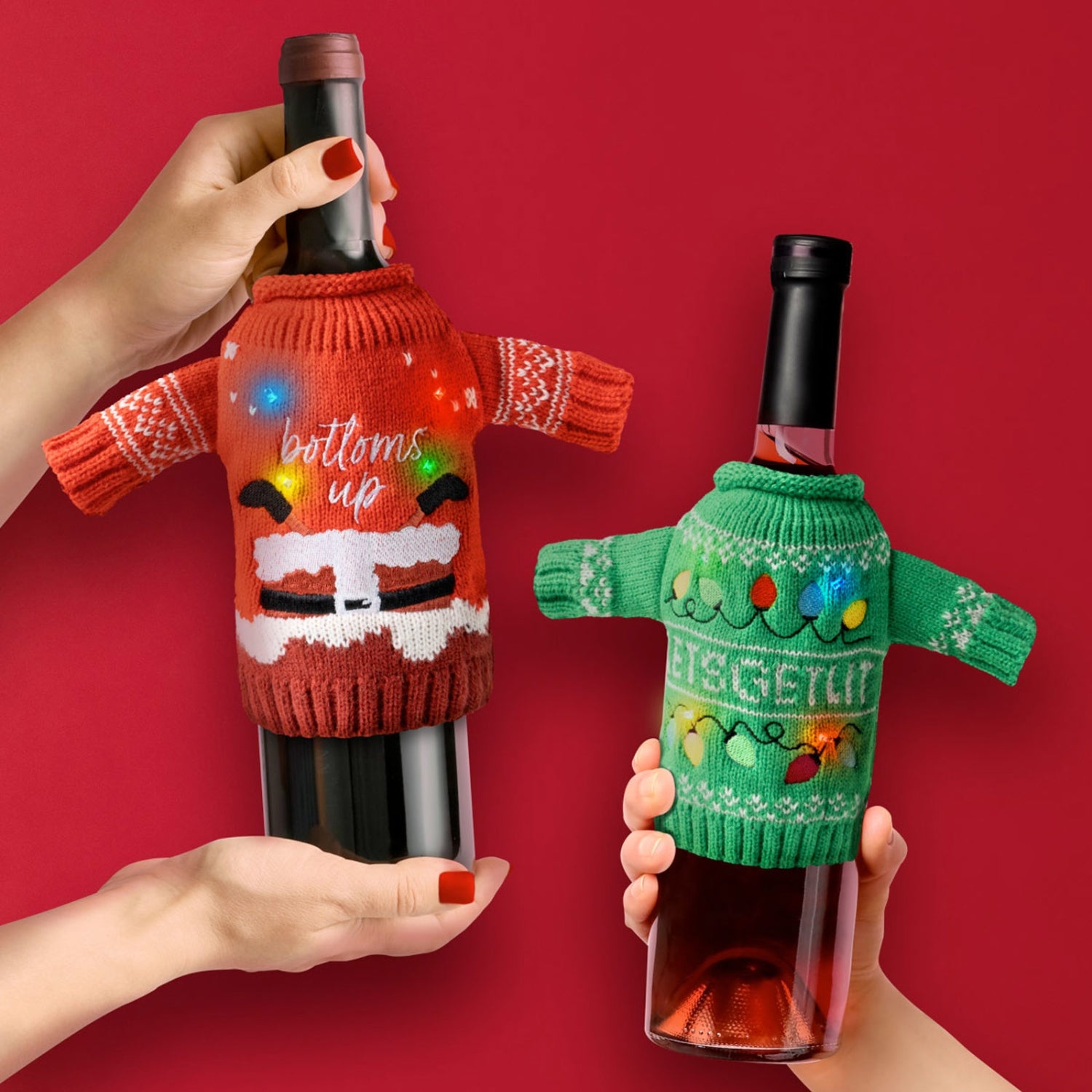 Uncle Bob’s Light-Up Wine & Bottle Sweater