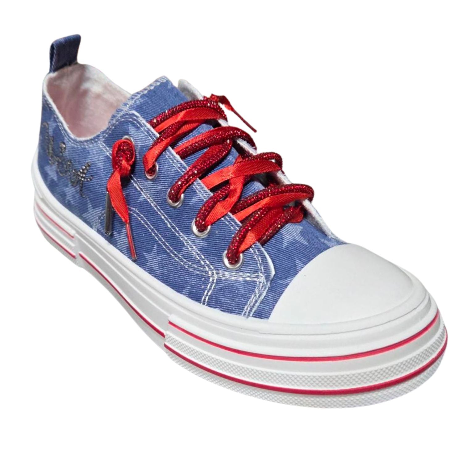 Very G Womens Aman USA Lace Up Platform Slip On Canvas Sneaker, Dark Denim