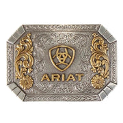 Ariat Mens Rectangle Western Floral Engraved Belt Buckle