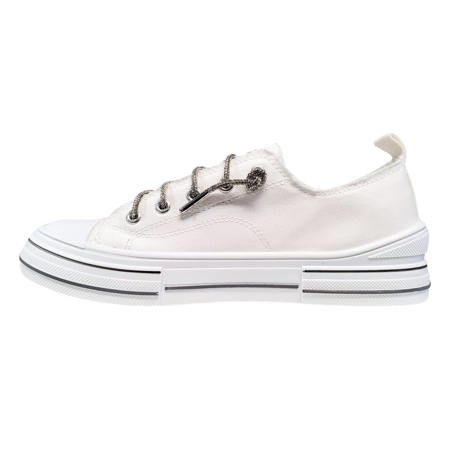 Very G Womens Aman 2 Lace Up Canvas Sneaker, White