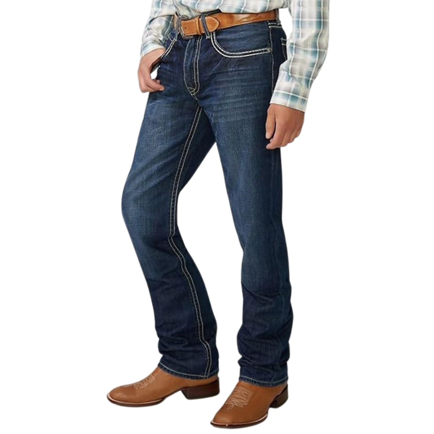 Stetson Mens Low Rise Slim Fit Bootcut Leg Denim Jeans