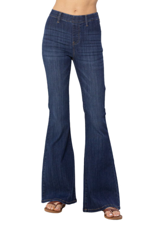 Judy Blue Womens High Waist Pull On Flare Denim Jeans