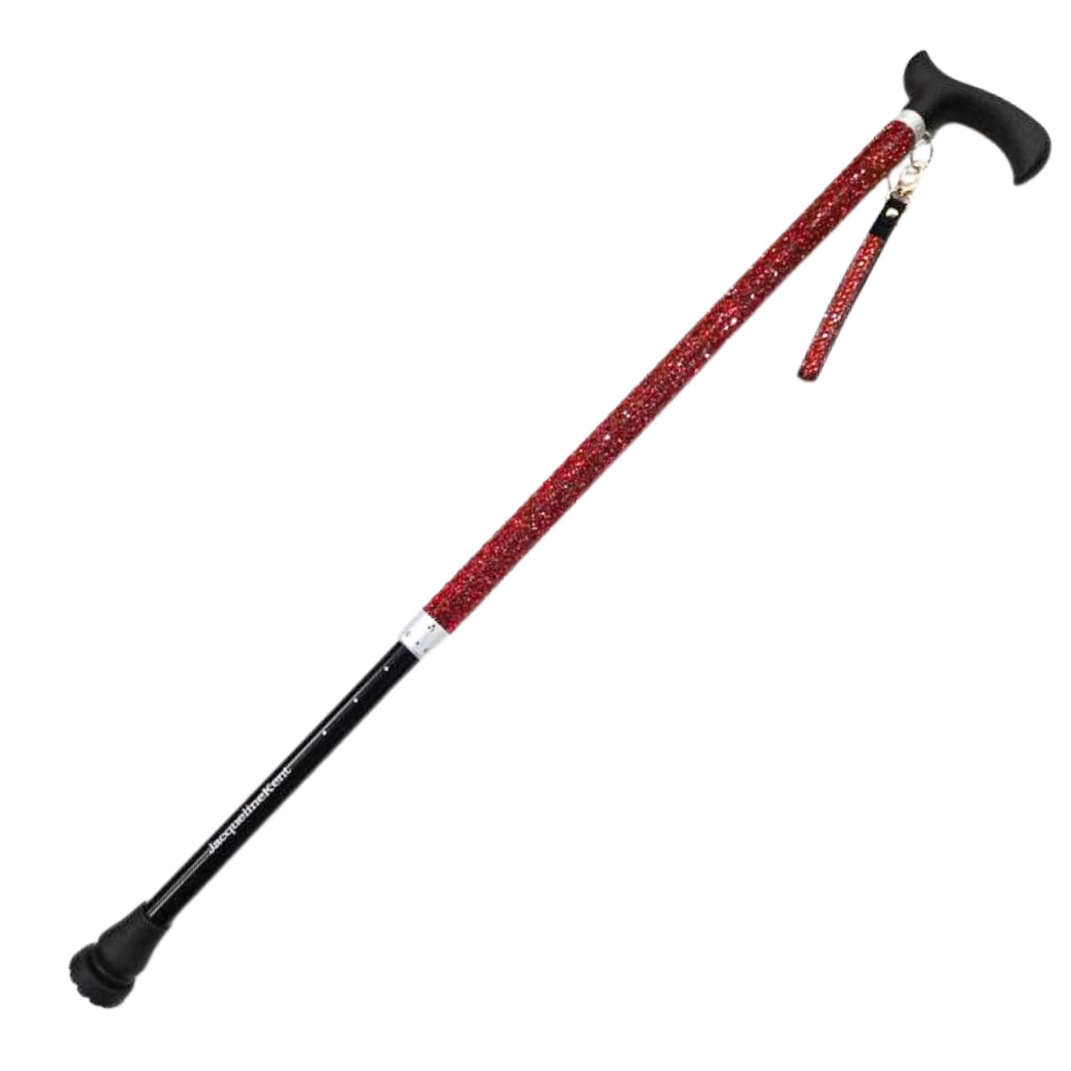 Jacqueline Kent Adjustable Crystal Rhinestone Fashion Walking Cane (Light Red)