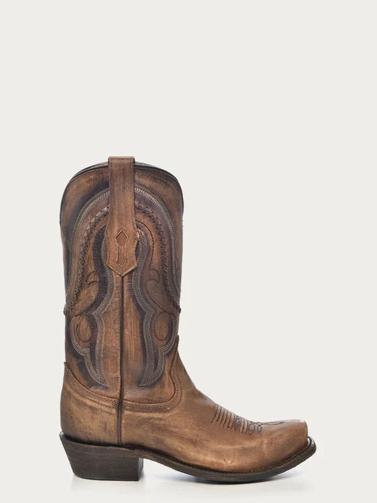 Corral Boots Mens Golden Brown Woven Detail Narrow Square Toe Cowboy Boots