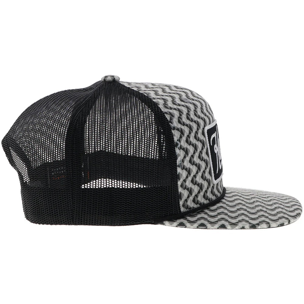 Hooey Mens Lakota Embroidered Patch Snapback Hat- Black/Grey Pattern
