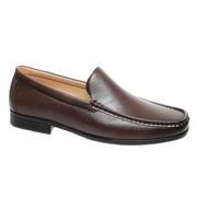 Marco Ferrara Mens Tripp-1 PU Leather Slip On Moccasin Casual Dress Shoes- Brown