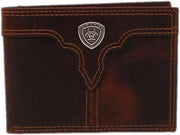 Ariat Mens Center Bump Shield Concho Leather Removable Passcase Wallet