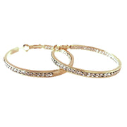 Jacqueline Kent Round Inside Out Chaparral Crystal Hoop Earrings (Gold, 30MM)
