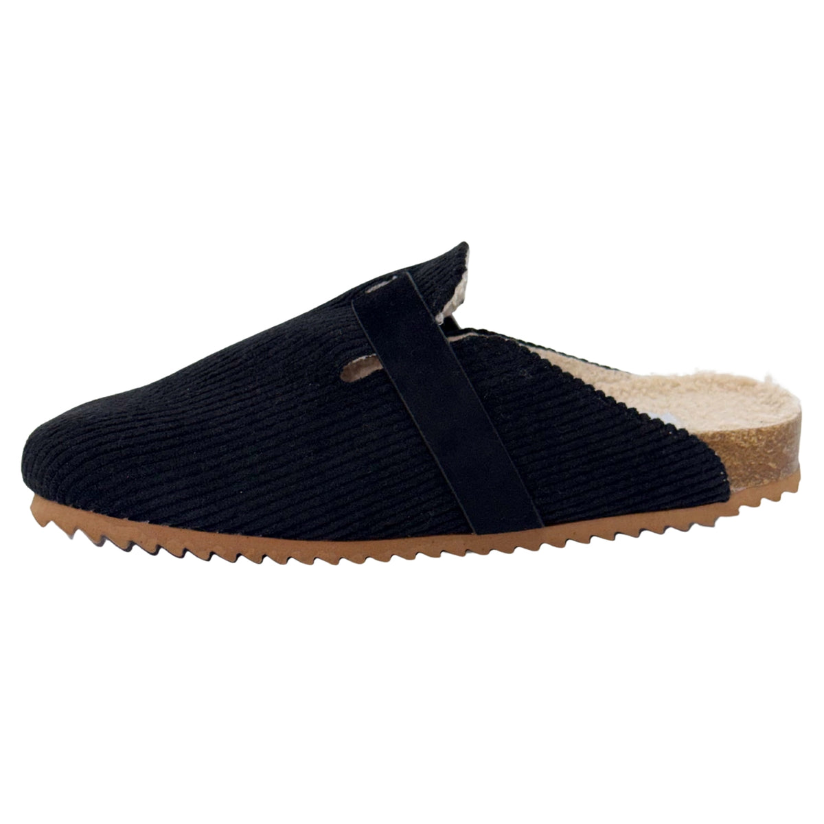 Very G Women's Joanna Corduroy Buckle Detail Slip-On Clogs, Black