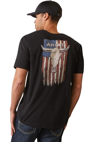 Ariat Mens Steer Skull Flag Short Sleeve T-Shirt