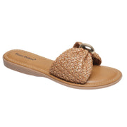 Pierre Dumas Womens PICK-1 Bow Ornament Slide Sandal, New Tan