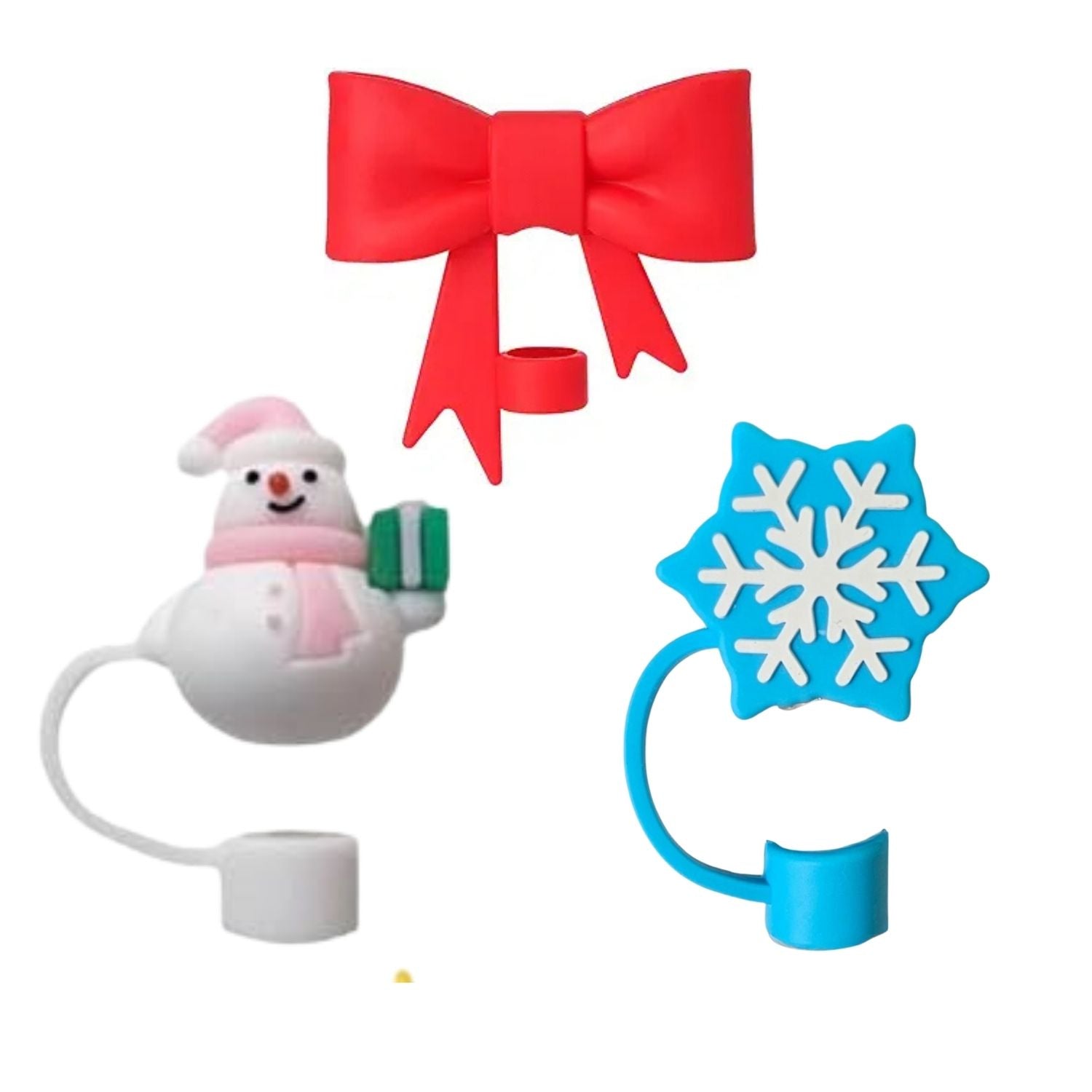 Crush Womens Sip and Sleigh Straw Topper Holiday Set- 3 Pack