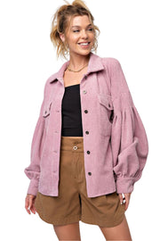 Easel Womens Button Down Corduroy Shirt Jacket