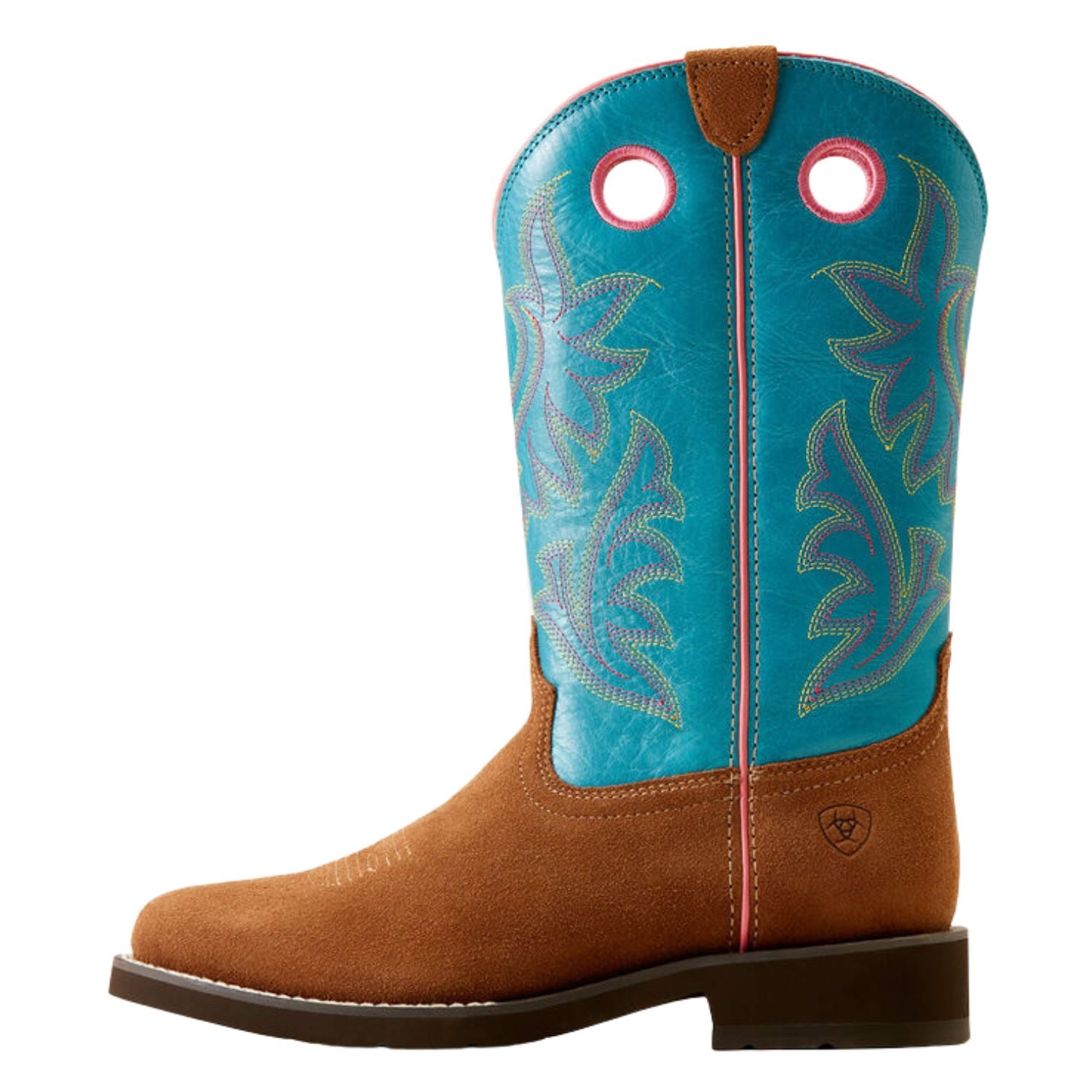 Ariat Womens Elko Leather Western Boot, Chestnut Suede / Basin Blue