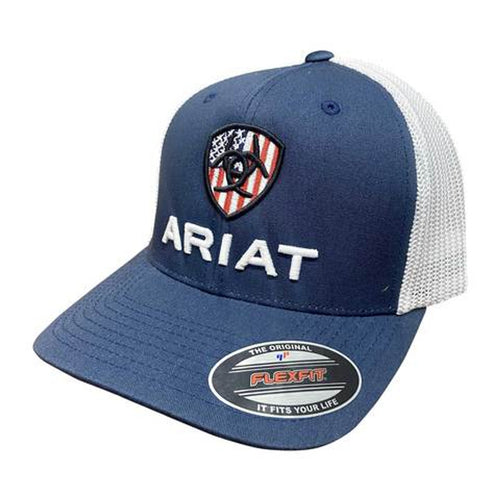 Ariat Mens USA Shield Logo Flexfit Mesh Back Hat