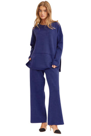 Dear Scarlett Womens Greece Long Sleeve Top with Pants Travel Set, Navy