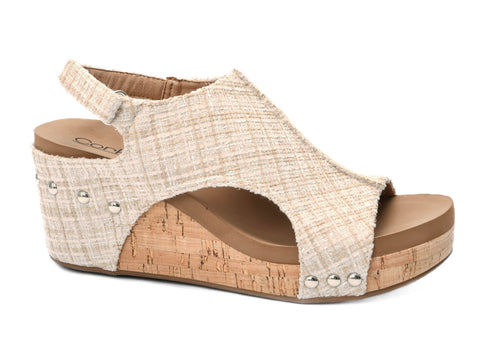 Corkys Womens Carley Sand Tweed Wedge Heel Sandal