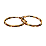 Jacqueline Kent Inside Out Chaparral Crystal Hoop Earrings (Gold/Red, 30MM)