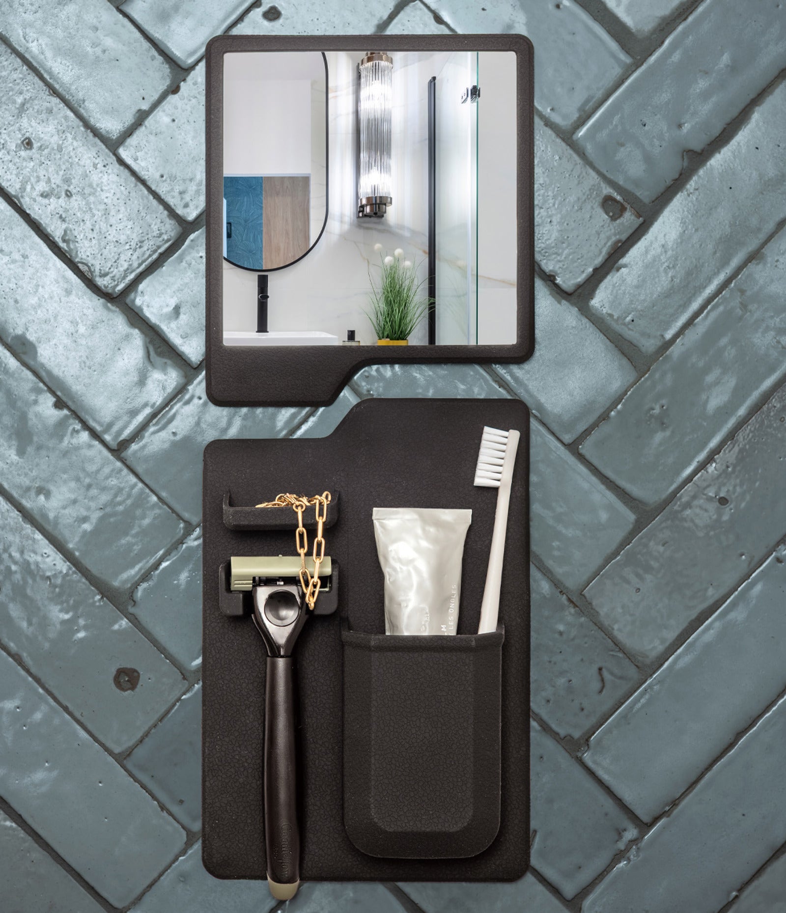 Brodeo Drive Beardless Leader Fogless Shower Shaving Mirror & Organizer