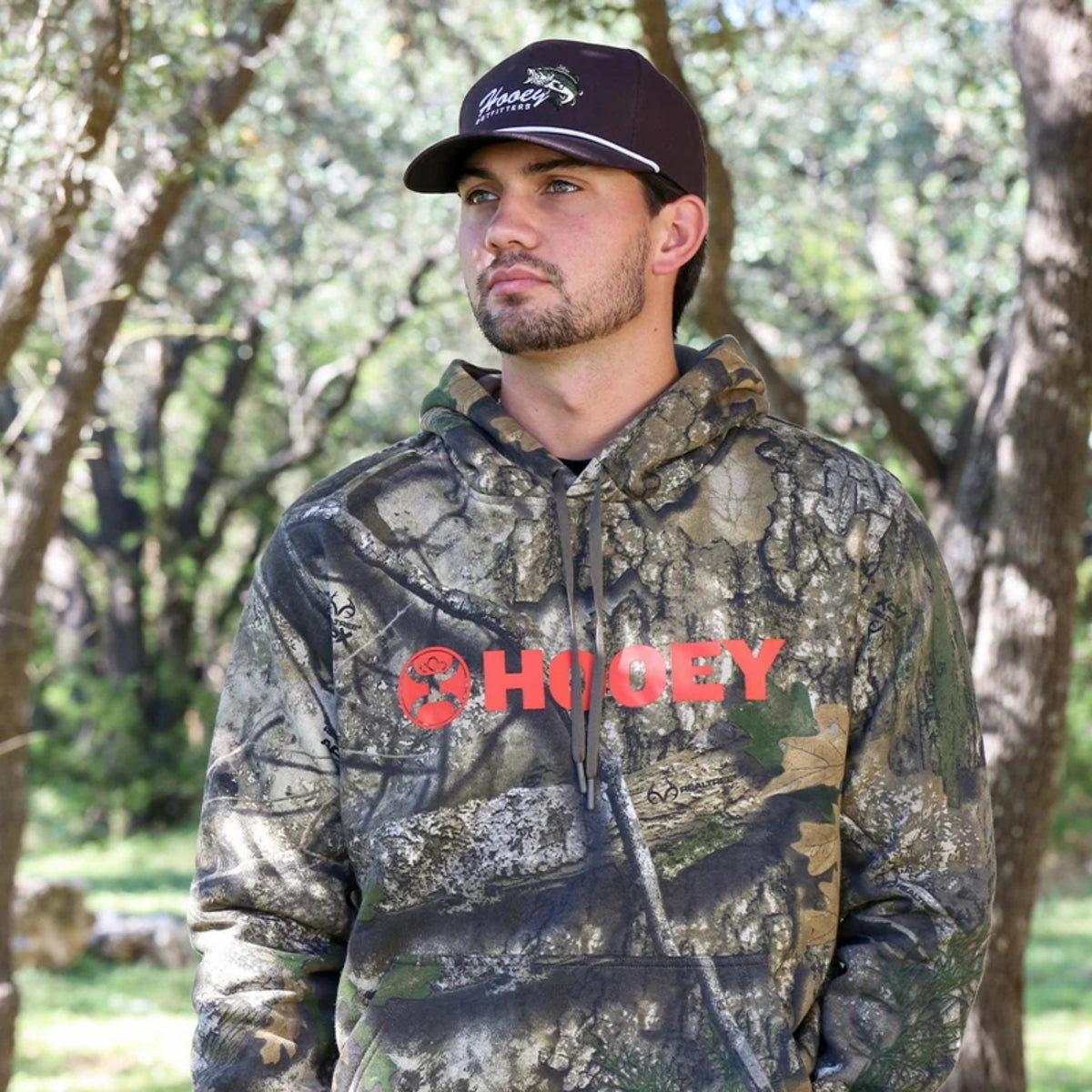 Hooey Men's Legendary Realtree Camo Pullover Hoodie with Orange Logo