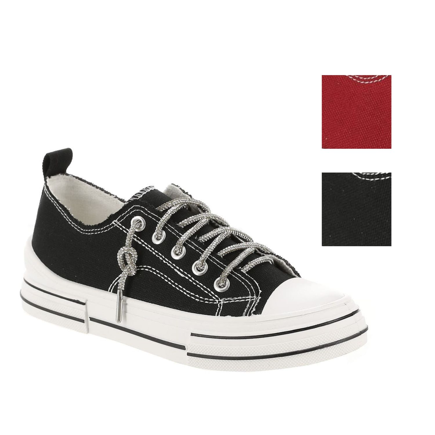 Very G Womens Aman Original Lace Up Canvas Sneaker with Sparkle Laces