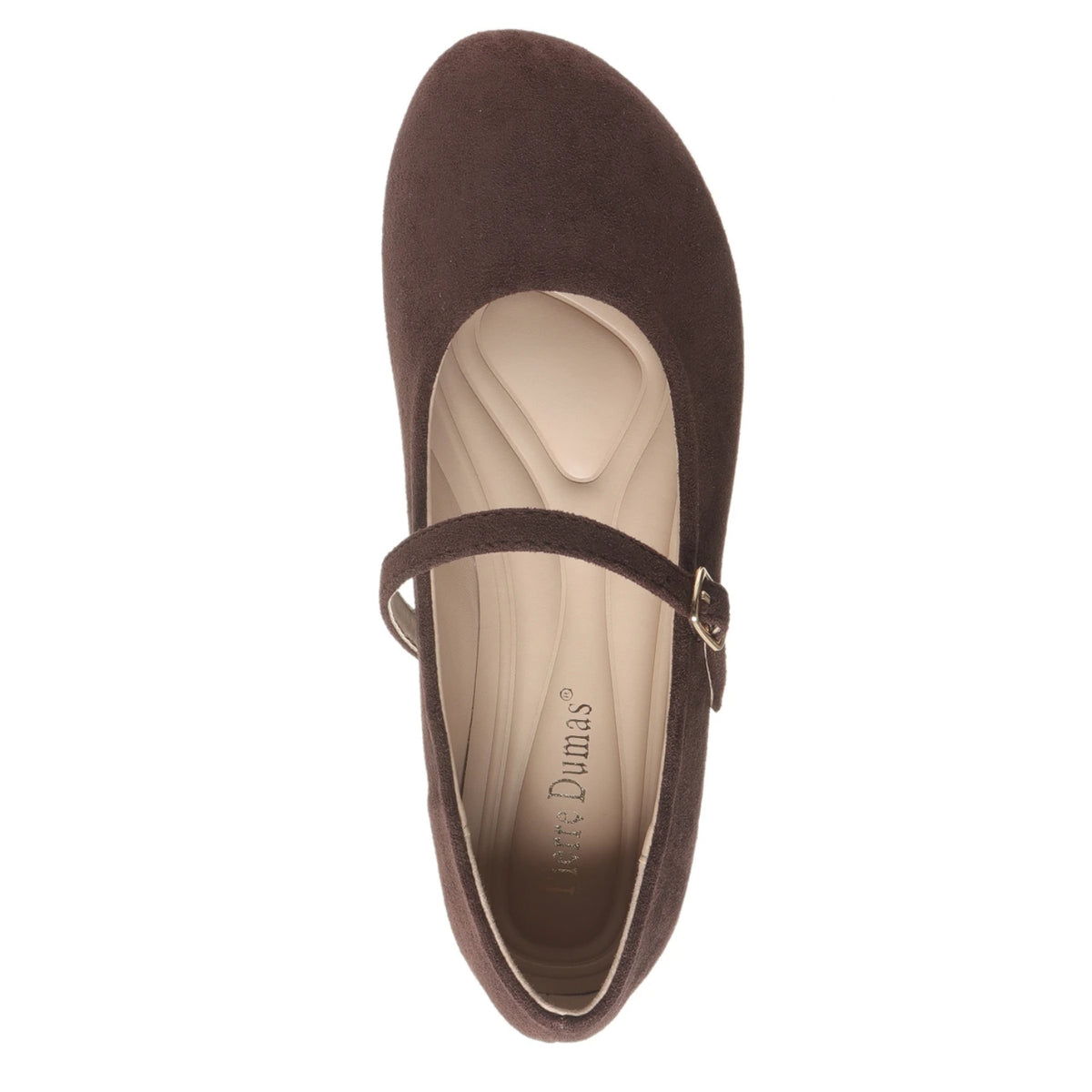 Pierre Dumas Women's Faye-4 Suede Ballet Flats with Buckle Strap, Brown