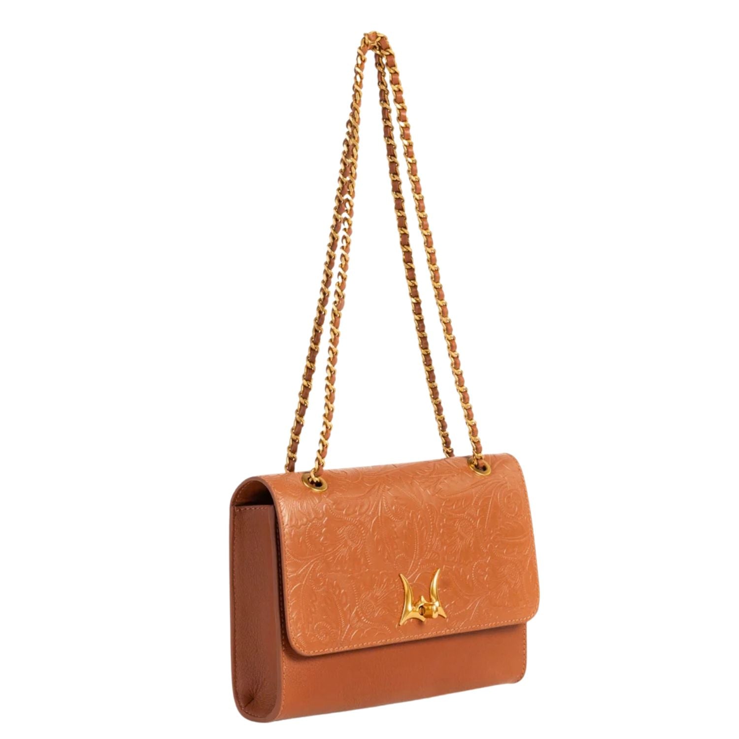 Loyal West Savi Small Embossed & Grained Leather Handbag - Amber Glow
