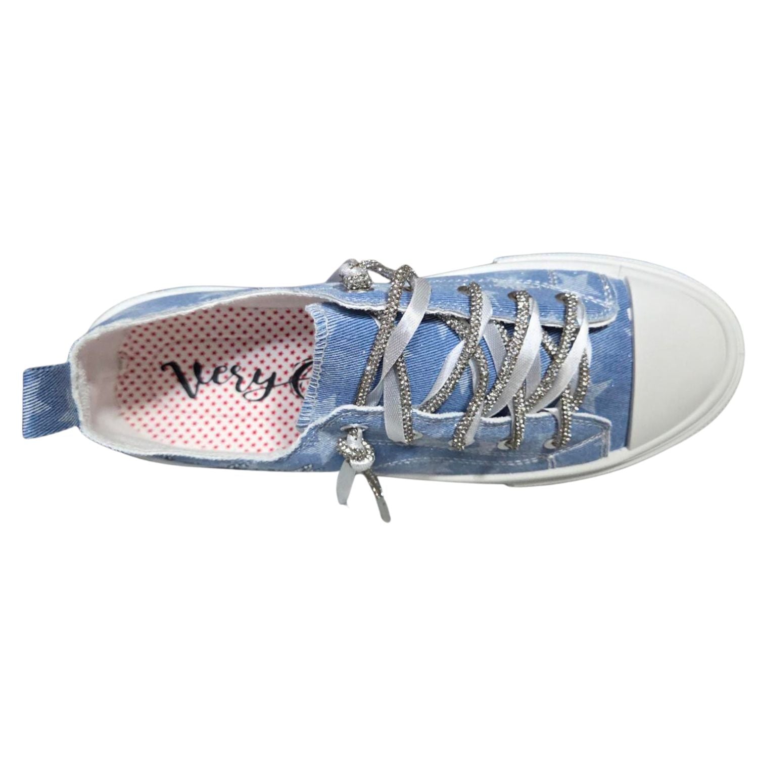 Very G Womens Aman USA Lace Up Platform Slip On Canvas Sneaker, Light Denim