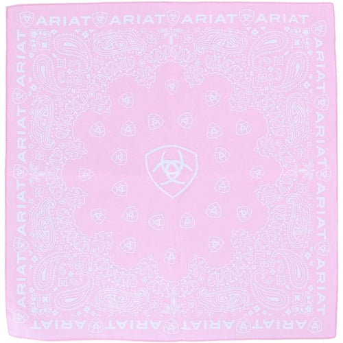 Ariat Paisley Pattern Logo Cotton Bandana, Pink