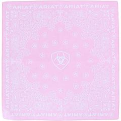 Ariat Paisley Pattern Logo Cotton Bandana, Pink