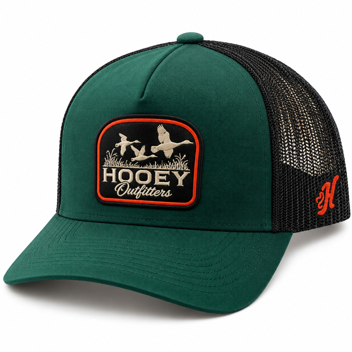 Hooey Men's Duck Hunting Trucker Snapback Hat, Green & Black